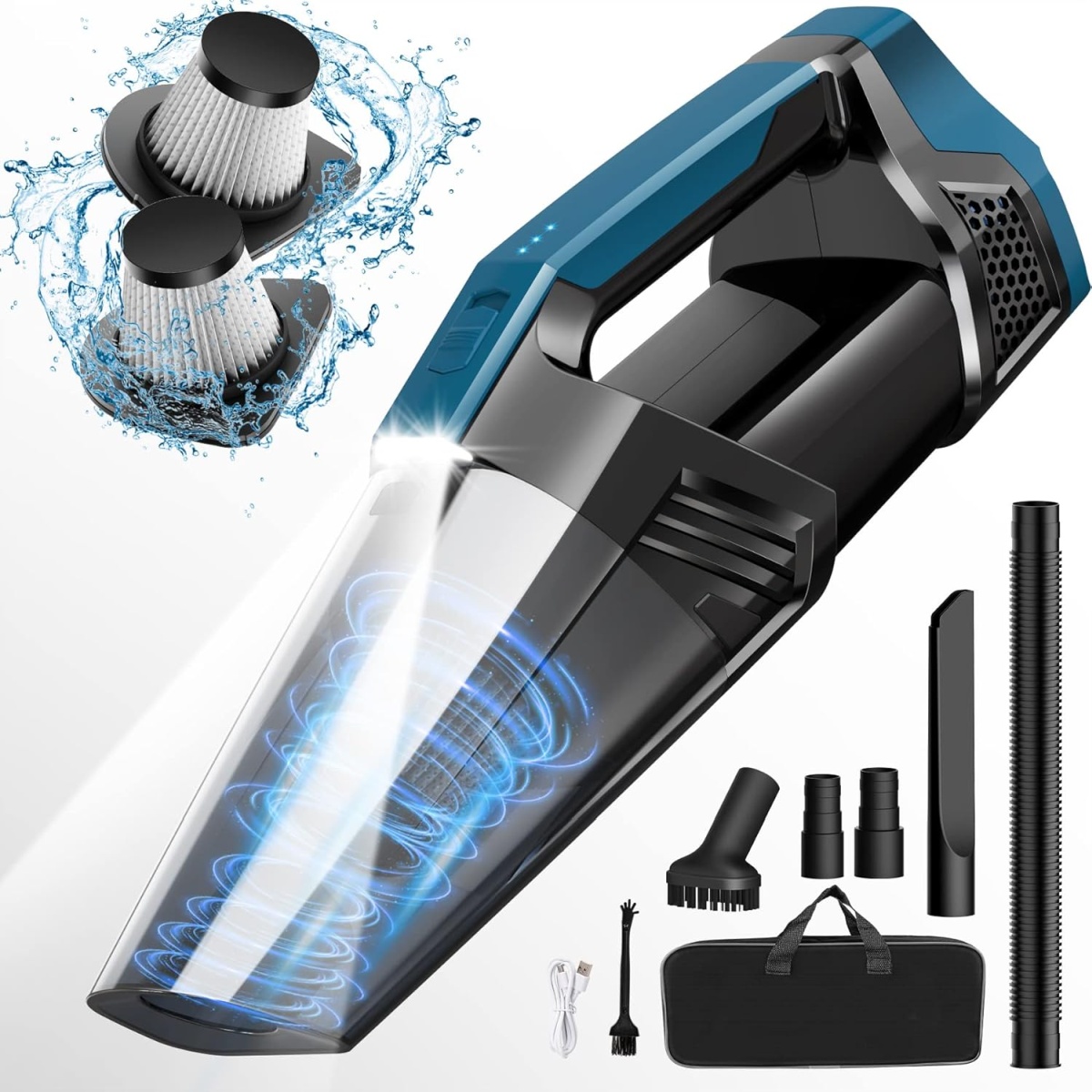 Blestan Cordless Handheld Vacuum, 19000PA Lightweight Handheld Vacuum Cleaner, Upgraded 120W Motor, Mini Hand Held Vacuums for Car/Home/Pet Hair, BlackBlue